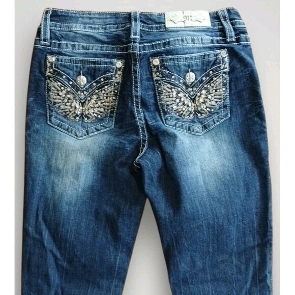 Miss Me Standard Skinny Rhinestone Bling Jeans Dark Wash Size 30 - Picture 8 of 8